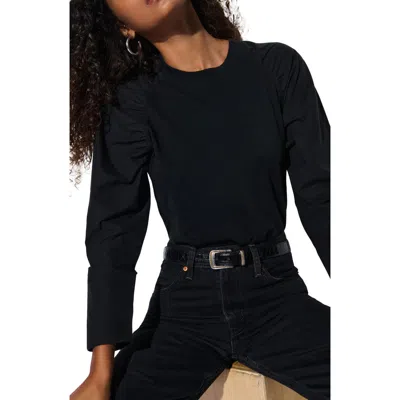 Nation Ltd Ruthie Long Sleeve Cotton Top In Jet Black