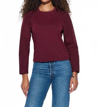 Nation Ltd Ruthie Ruched Long Sleeve Top In Bordeaux In Brown