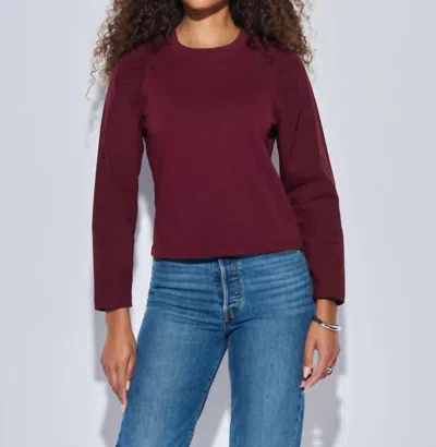 Nation Ltd Ruthie Ruched Long Sleeve Top In Bordeaux In Brown