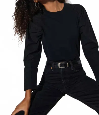 NATION LTD RUTHIE LONG SLEEVE TOP IN JET BLACK