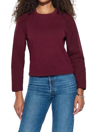 Nation Ltd Ruthie Ruched Long Sleeve Top In Bordeaux In Blue