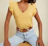 Nation Ltd Rylan Contrast Ruffle Top In Daisy In Yellow