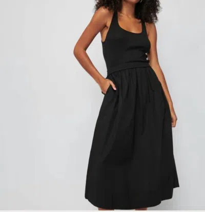 Nation Ltd Sadelle Clean Combo Midi Dress In Jet Black