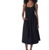 Nation Ltd Sadelle Midi Dress In Jet Black In Black