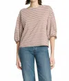 Nation Ltd Sandra Puff Sleeve Top In Sable Stripe In Multi