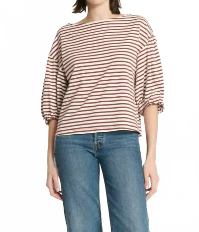 Nation Ltd Sandra Puff Sleeve Top In Sable Stripe In Multi