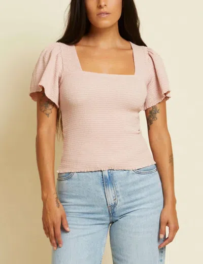 Nation Ltd Scarlett Smocked Flutter Sleeve Top In Light Pink Millennial