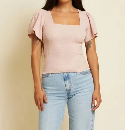 Nation Ltd Scarlett Smocked Flutter Sleeve Top In Light Pink Millennial