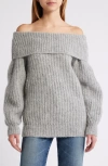 Nation Ltd Serena Off The Shoulder Sweater In Dove Gray Heather
