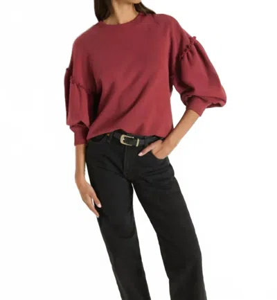 Nation Ltd Shane Structured Crewneck Sweatshirt In Russet In Red
