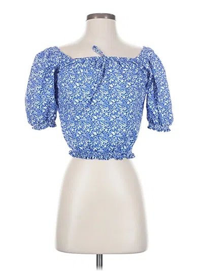 Pre-owned Nation Ltd Short Sleeve Blouse In Blue