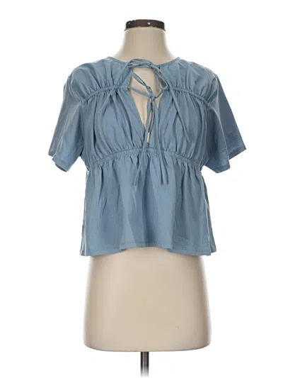 Pre-owned Nation Ltd Short Sleeve Blouse In Blue