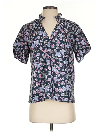 Pre-owned Nation Ltd Short Sleeve Blouse In Blue