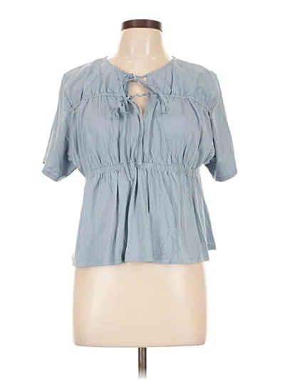 Pre-owned Nation Ltd Short Sleeve Blouse In Blue