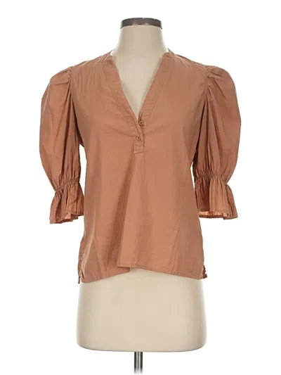Pre-owned Nation Ltd Short Sleeve Blouse In Brown
