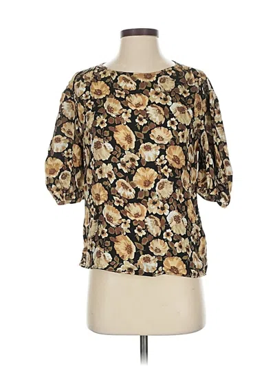 Pre-owned Nation Ltd Short Sleeve Blouse In Gold