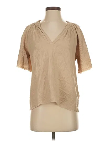 Pre-owned Nation Ltd Short Sleeve Blouse In Tan