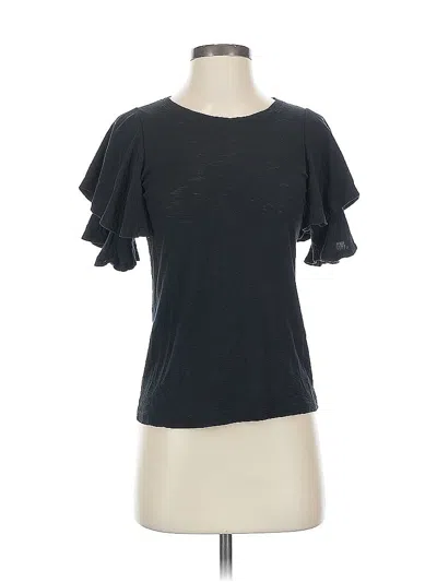 Pre-owned Nation Ltd Short Sleeve Top Black Ruffles Neckline Tops
