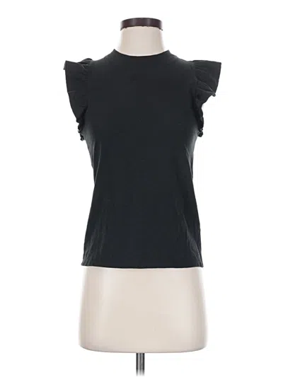 Pre-owned Nation Ltd Short Sleeve Top Black Ruffles Neckline Tops