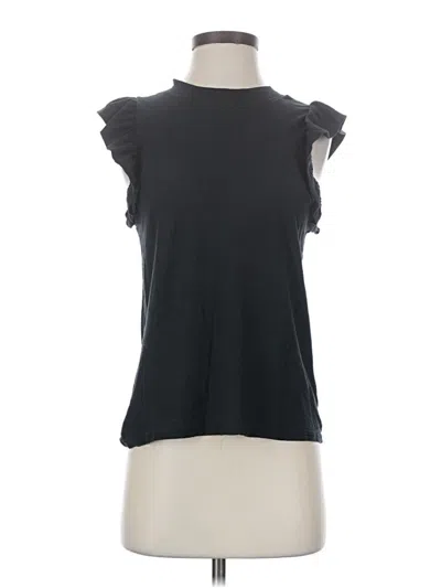 Pre-owned Nation Ltd Short Sleeve Top Black Ruffles Neckline Tops