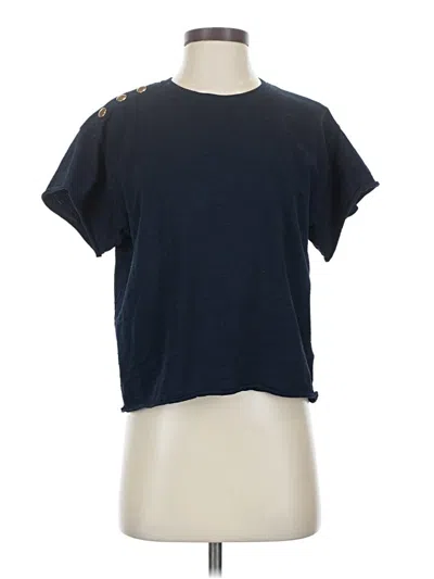 Pre-owned Nation Ltd Short Sleeve Top Blue Crew Neck Tops