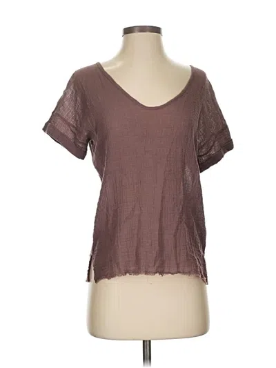 Pre-owned Nation Ltd Short Sleeve Top Brown Scoop Neck Tops
