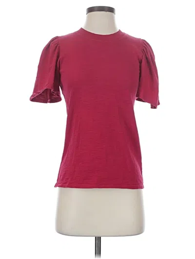 Pre-owned Nation Ltd Short Sleeve Top Burgundy Mock Neckline Tops