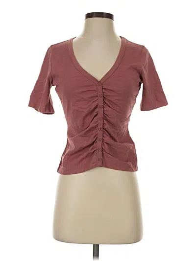 Pre-owned Nation Ltd Short Sleeve Top Burgundy Sweetheart Neckline Tops