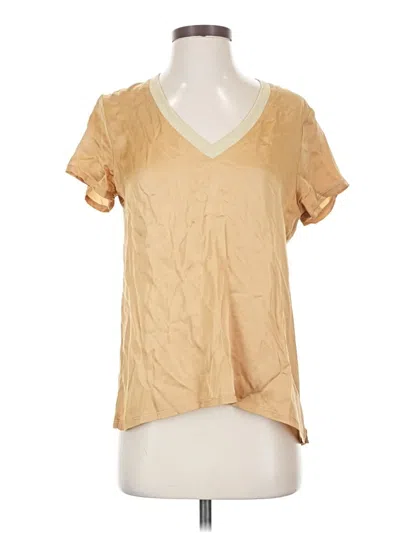 Pre-owned Nation Ltd Short Sleeve Top Gold V-neck Tops