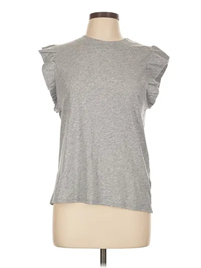 Pre-owned Nation Ltd Short Sleeve Top Gray Ruffles Neckline Tops