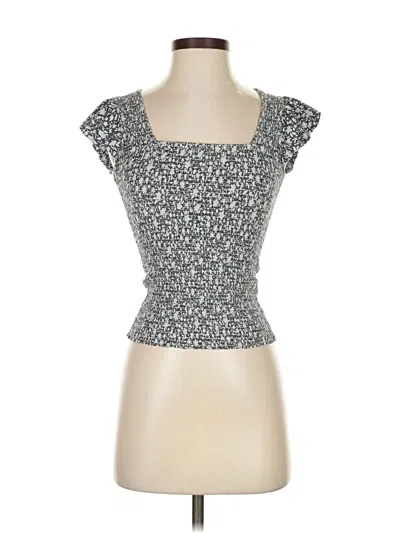 Pre-owned Nation Ltd Short Sleeve Top Gray Sweetheart Neckline Tops