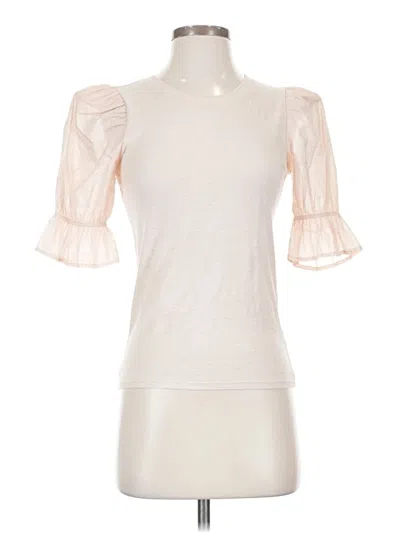 Pre-owned Nation Ltd Short Sleeve Top Ivory Mock Neckline Tops
