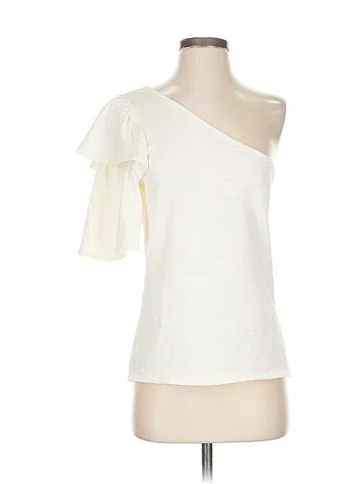 Pre-owned Nation Ltd Short Sleeve Top Ivory One Shoulder Neckline Tops In White
