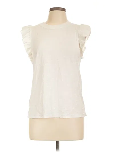 Pre-owned Nation Ltd Short Sleeve Top Ivory Ruffles Neckline Tops