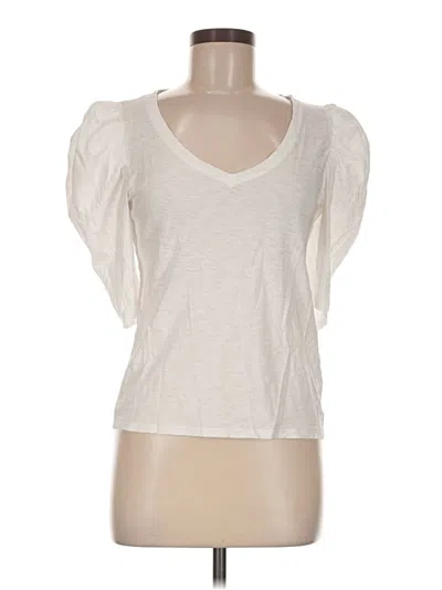 Pre-owned Nation Ltd Short Sleeve Top Ivory Scoop Neck Tops