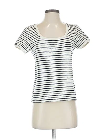 Pre-owned Nation Ltd Short Sleeve Top Ivory Scoop Neck Tops In White