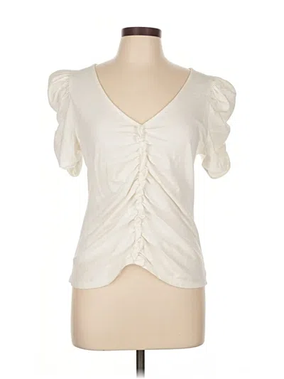 Pre-owned Nation Ltd Short Sleeve Top Ivory Sweetheart Neckline Tops In White