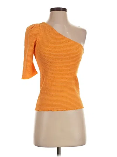 Pre-owned Nation Ltd Short Sleeve Top Orange One Shoulder Neckline Tops