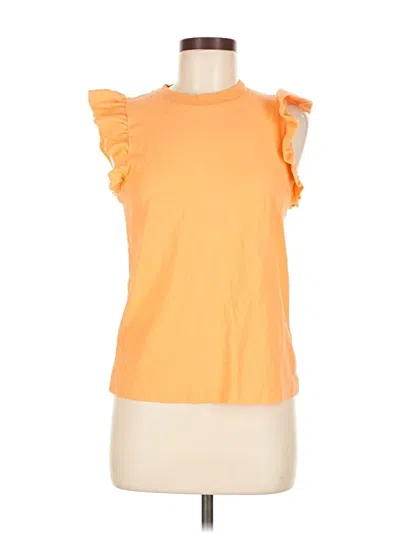 Pre-owned Nation Ltd Short Sleeve Top Orange Ruffles Neckline Tops