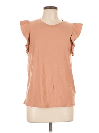 Pre-owned Nation Ltd Short Sleeve Top Orange Ruffles Neckline Tops