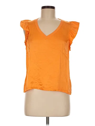 Pre-owned Nation Ltd Short Sleeve Top Orange Sweetheart Neckline Tops