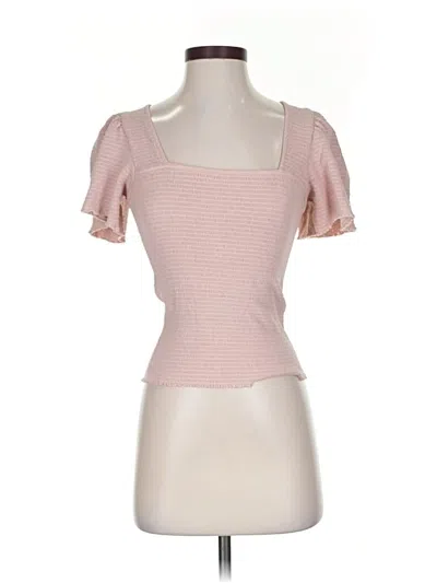 Pre-owned Nation Ltd Short Sleeve Top Pink Sweetheart Neckline Tops