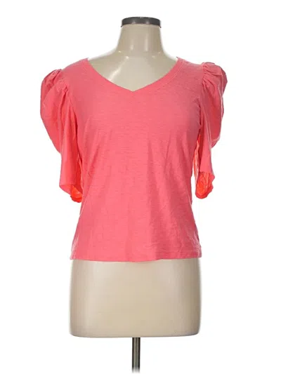 Pre-owned Nation Ltd Short Sleeve Top Pink Sweetheart Neckline Tops