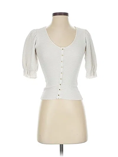 Pre-owned Nation Ltd Short Sleeve Top White Sweetheart Neckline Tops