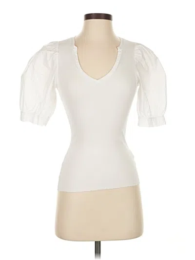 Pre-owned Nation Ltd Short Sleeve Top White Sweetheart Neckline Tops