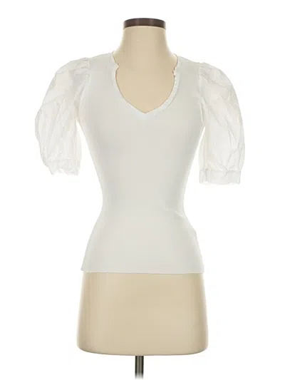 Pre-owned Nation Ltd Short Sleeve Top White Sweetheart Neckline Tops