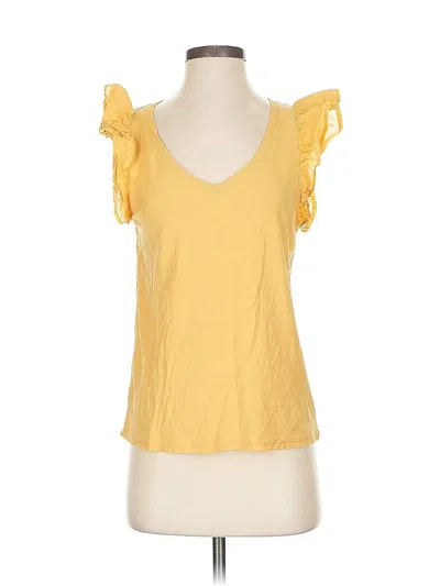 Pre-owned Nation Ltd Short Sleeve Top Yellow Sweetheart Neckline Tops