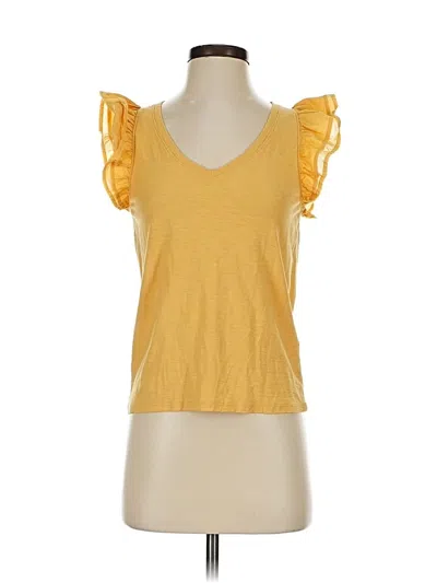 Pre-owned Nation Ltd Short Sleeve Top Yellow Sweetheart Neckline Tops