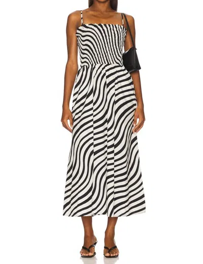 NATION LTD SIBELLE SMOCKED MIDI DRESS IN SWIRL PRINT