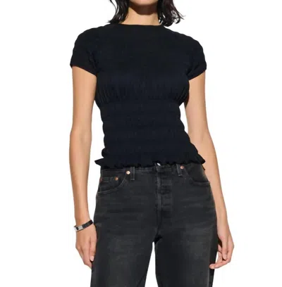 Nation Ltd Sissi Smocked Top In Jet Black